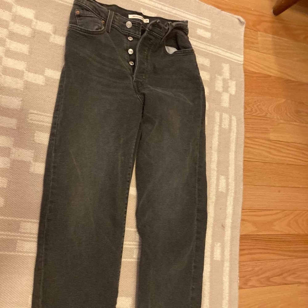 Levi's Ribcage Jeans 27 Black-Grey